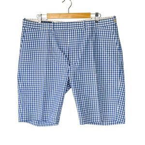 Polo Ralph Lauren Mens Blue White Gingham Cotton Shorts Size 40 Flat Preppy golf